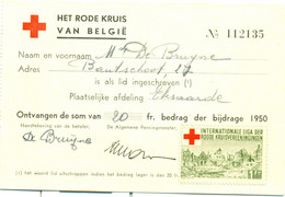 Lidmaatschap Rode Kruis Van België Mr. De Bruyne Eksaarde 1950 - 1950 - ...