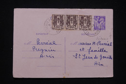 FRANCE - Entier Postal Type Iris + Compléments Chaînes De Prégnin Pour St Jean De Gonville En 1945 - L 94180 - Cartoline Postali E Su Commissione Privata TSC (ante 1995)