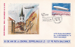 A2670- 50 Ani Zborul Zeppelin LZ-127, Zbor Omagial Sibiu Bucuresti Aeropostal, Stamp Bucuresti 1979 Romania - Storia Postale