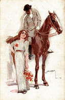CPA L. USABAL - Coppietta, Couple - Cavallo, Cheval, Horse - NV - U011 - Usabal