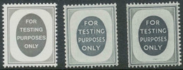 GB FOR TESTING PURPOSES ONLY 3 Different U/M TESTING Stamps For Vending Machine - Varietà, Errori & Curiosità