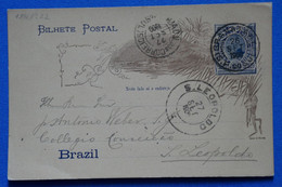 P7 BRESIL BELLE CARTE 1900 LEOPOLDO +AFFRANCHISSEMENT PLAISANT - Covers & Documents