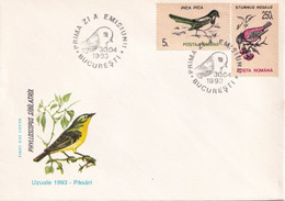 A2711 - Pasari, Uzuale 1993, Romania, Prima Zi De Emisiune Bucuresti 1993  3 Covers FDC - Pics & Grimpeurs