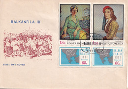 A2712 - BALKANFILA III, Prima Zi De Emisiune Bucuresti 1971 3 Covers FDC - FDC