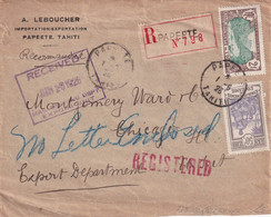 ETS DE L'OCEANIE 1926 LETTRE RECOMMANDEE DE PAPEETE AVEC CACHET ARRIVEE CHICAGO - Covers & Documents