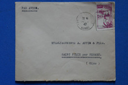 P8 MAROC BELLE LETTRE 1947 PAR AVION CASABLANCA POUR ST FELIX FRANCE +AFFRANCH PLAISANT - Posta Aerea