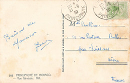 Monaco N°77 Seul Sur Carte Cachet 1930 , 15 Centimes Vert Jaune - Brieven En Documenten