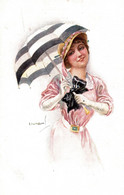 CPA L. USABAL - Donnina, Femme, Lady - Ombrello, Parapluie, Umbrella - NV - U033 - Usabal