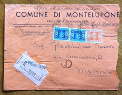 MONTELUPONE Lineare Su R(rosa) + Racc. A Carico  TASSATA CON L.10 Coppia+ 1 MACERATA 26/7/47 - Sonstige & Ohne Zuordnung
