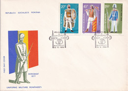 A2786- Dorobant 1877 Uniforma Militara Romaneasca , Republica Socialista Romania, Bucuresti 1980  3 Covers FDC - FDC