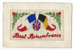 CARTE BRODÉE MILITAIRE   " Best Remenbrance " - Brodées