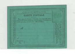 ENTIER - CP PRECURSEUR SENEGAL ET DEPENDANCE - 1884 - Lettres & Documents
