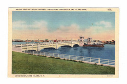 Long Island, New York, USA, "Bridge Over Reynolds Cannel Connecting Long Beach And Island Park", Old Linen Postcard - Long Island