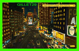 NEW YORK CITY, NY - TIMES SQUARE AT NIGHT - WRITTEN -  PUB. BY HERBCO CARD CO - - Time Square