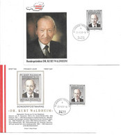 1755l: UN- Generalsekretär Kurt Waldheim 1992, 2 FDCs, UNO- Mitläufer 3423 St. Andrä- Wördern - Tulln