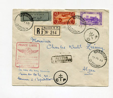 !!! LIBAN, LETTRE PAR AVION DE BEYROUTH POUR ALGER DE 1943, CACHET FRANCE LIBRE, REOUVERTURE DE LA LIGNE SYRIE - LIBAN.. - Storia Postale