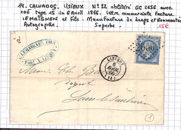 14 - Calvados - LISIEUX - N°22 Obli GC2056 Avec Cad Type 15 - 1866- Lettre Commerciale LEMAIGNEN Et Fils (14-3  ) - Sonstige & Ohne Zuordnung