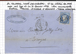 14 - Calvados - CONDE SUR NOIREAU - N°60 Obli GC 1106 -Lettre Commerciale FAUVEL, LE MUJEUR ,GERMAIN -1876 (14-5  ) - Autres & Non Classés