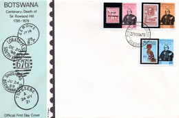 Botswana - 1979 Death Centenary Of Sir Rowland Hill FDC # SG 449-451 - Rowland Hill