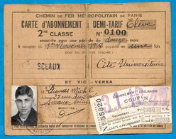 1948 Métropolitain (Métro) De Paris : Carte D'Abonnement Demi-Tarif SCEAUX à CITE UNIVERSITAIRE ** Chemin De Fer - Europa