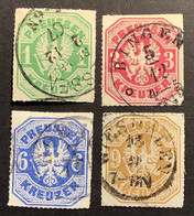 Preussen Mi.22, 24-26a=205€ TADELLOS 1867 Kreuzer Ausgabe Nur Die 2 Kr Fehlt, Gestempelt Teils Gepr. BPP (Prussia VF - Afgestempeld