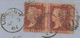 GB HEAVY MISPERFORATED 1861 QV 1 D Rose-red Perf. 14 Pair, Rare VARIETIES - Plaatfouten En Curiosa