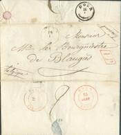 LAC De GIVRY 10-I 1849 + Griffe PP Vers Blaugies - Verso : Dc MONS 10 Janv. - Type 18 De DOUR 11-I Et Dc BOUSSU 11 Janv. - 1830-1849 (Belgique Indépendante)