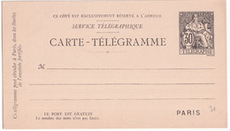 PNEUMATIQUE - 1885 - CARTE ENTIER POSTAL TYPE CHAPLAIN SANS DATE - STORCH B7 - NEUVE - - Neumáticos