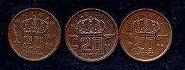 Lot De 3 Pièces De 20 Centimes (mineur) 2 X 1954, 1 X 1959 - 20 Cents