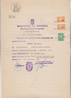 FOGLIO DI CARTA BOLLATA DOPPIA DA LIRE  100 .   MUNICIPIO  DI  BRESCIA.  1954 - Steuermarken