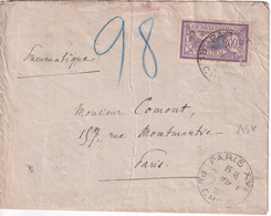 1923 - MERSON SEUL Sur ENVELOPPE PNEUMATIQUE ! De PARIS XVI - 1900-27 Merson