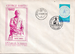 A2827 - 170 Ani De La Nastere George Baritiu, Istoric Roman, Sibiu 1982 Republica Socialista Romania - Brieven En Documenten