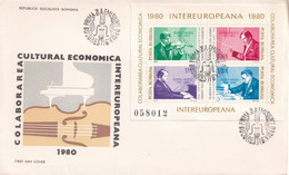 A2864 - Inter-European Cultural And Economic Collaboration, Bucuresti 1980, Socialist Republic Of Romania 2 Covers  FDC - Música