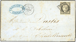 O 20c. Gris-noir, Nuance Tendant Vers Le Gris, Obl. Grille S/lettre Frappée Du CàD De COGNAC 25 Mars 1850 à Destination  - 1849-1850 Cérès