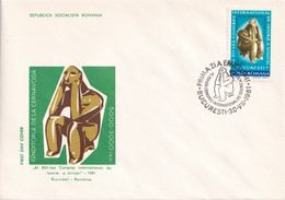 A2879 - International Congress Of History Science, Sculpture Of The Thinker From Cernavoda, Bucuresti 1981, Romania  FDC - Sculpture