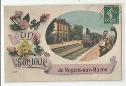 94 Un Bonjour De Nogent Sur Marne Gare Train 1910 - Nogent Sur Marne