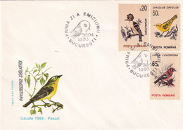 A2935 - Usual Birds, Phylloscopus Sibilatrix, Bucuresit 1993 Romania 2 Covers FDC - Kolibries