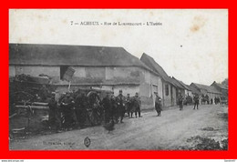CPA (80)  ACHEUX.  Rue De Louvencourt, Animé, Attelage, Militaires...*1633 - Acheux En Amienois