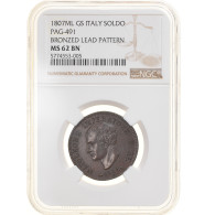 Royaume D'Italie, Napoléon Ier, Soldo, 1807, Milan, Épreuve, Plomb Bronzé, NGC - Napoleonic