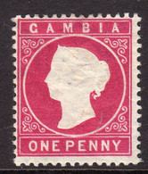 Gambia 1886 1d Analine Crimson Cameo Definitive, Wmk. Crown CA, Hinged Mint, SG 23a (BA2) - Gambie (...-1964)