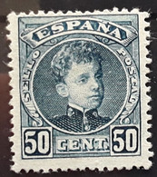 ESPANA ESPAGNE SPAIN 1901 Alfonso XIII Yvert No 222, 50 C Bleu Vert ,  Neuf (*) TB - Nuevos