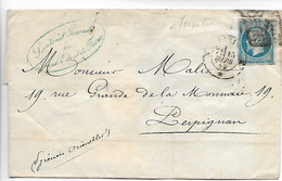 Ferroviaire CETTE Sète Hérault RARE Cachet Ambulant Jour CETTE à TOULOUSE 2° Supprimé Fin Mars 1859 17.3.1859     .....G - Poste Ferroviaire