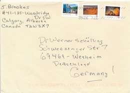 Kanada Calgary TGST 2021 Mi. 3587 Felsen + Mi. 3590 Leuchtturm + Mi. 3594 Häuser Brief Nach Deutschland - Covers & Documents