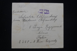 GRECE - Enveloppe Pour Milano Avec Cachet De Censure De Bologna En 1915, Affranchissement Au Verso - L 94519 - Cartas & Documentos