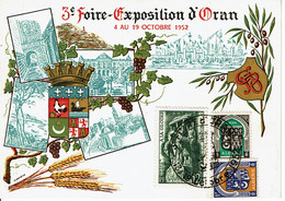 1952 - Algérie - Carte "3eme FOIRE EXPOSITION D'ORAN" - Tp N° 256 - 259 - 295 - Covers & Documents