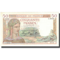 France, 50 Francs, Cérès, 1937, 1937-08-26, SPL+, Fayette:18.2, KM:64g - 50 F 1934-1940 ''Cérès''