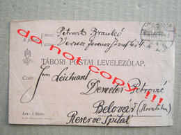 K. U. K. Reserve Spital Tábori Postai Levelezőlap ( 1914 ) / Traveled From Vršac, Versecz To Bjelovar - WW1