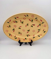 Plat  Oval BOCH N° 28  Fleurs Rose Vert 32x22cm  TBE #Boch Frères #made In Belgium # Faience - Boch (BEL)