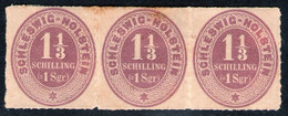 1 1/3 Shilling Bräunlichviolett - Dreierstreifen - Schleswig Holstein Nr. 10 - Tief Geprüft - Schleswig-Holstein