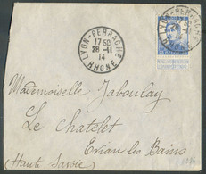 25 Centimes Pellens Obl. Sc LYON-PERRACHE RHONE Sur Lettre Du 28-11-1914 Vers Le Chatelet (Haute Savoie)   Superbe  - 17 - Other & Unclassified